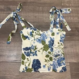 Reformation Blanca Tie Strap Floral Top